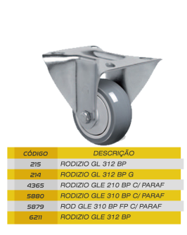 Foto do produto rodízio GL312 BP SEM FREIO