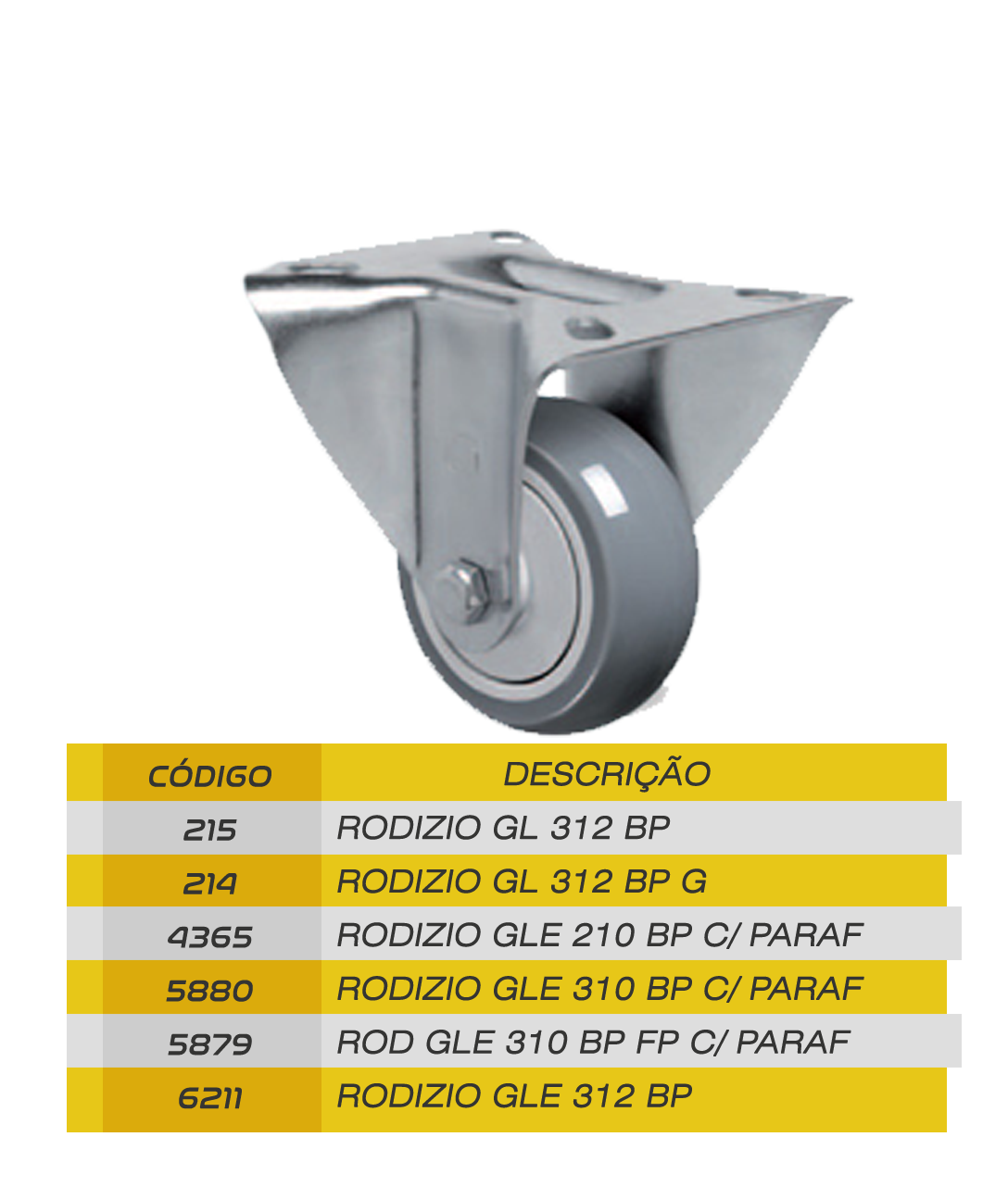 Imagem do produto rodízio GL312 BP SEM FREIO